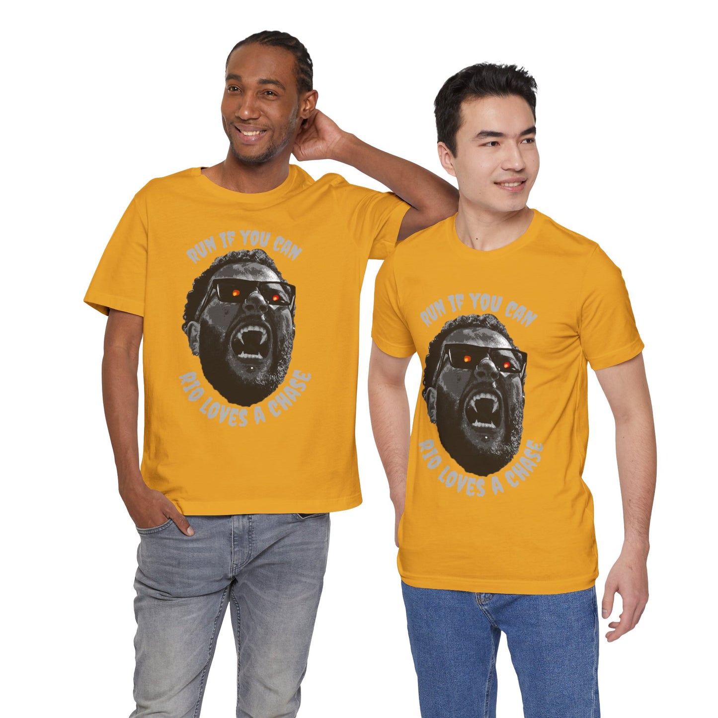 Funny Graphic Tee - 'Run If You Can, Rio Loves A Chase'