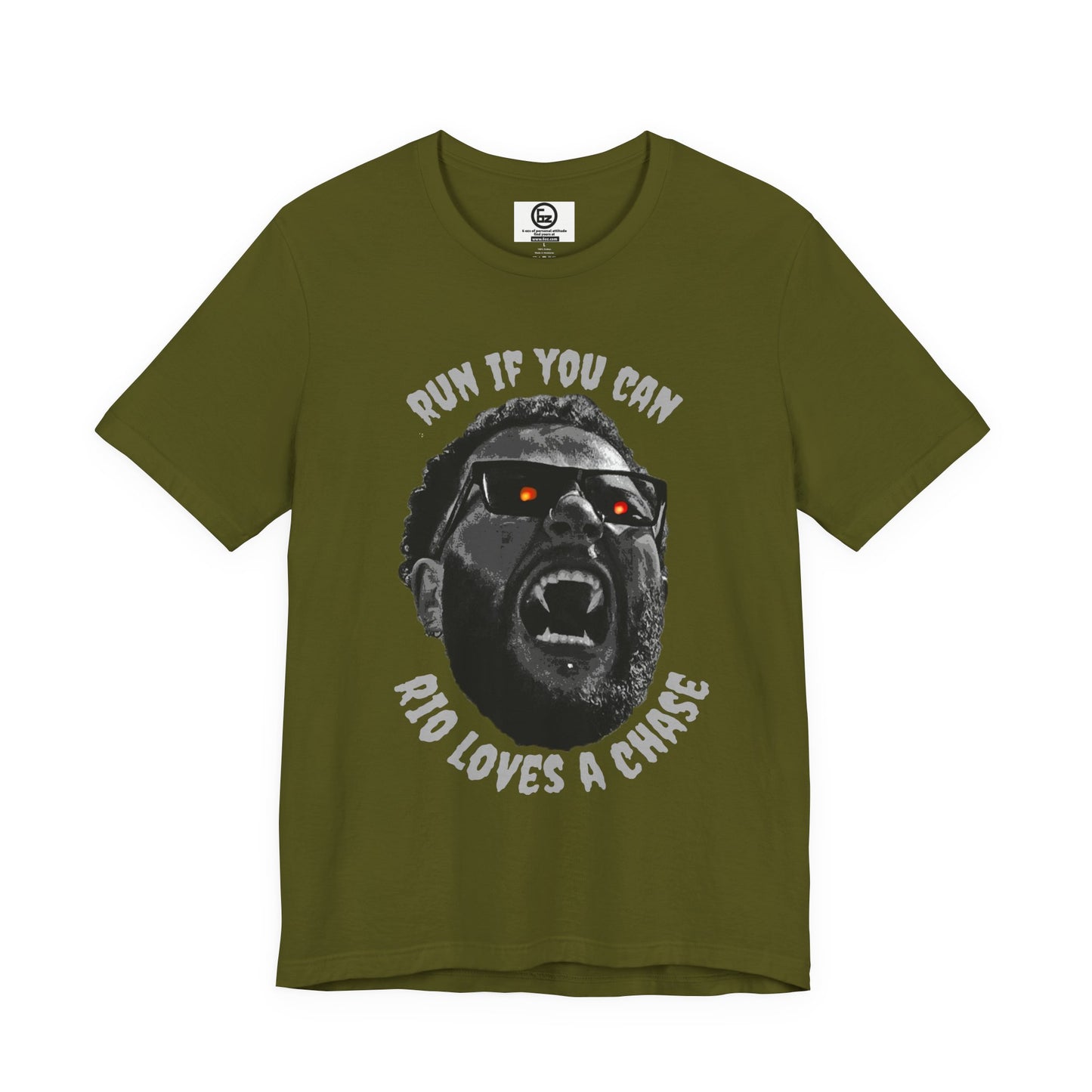 Funny Graphic Tee - 'Run If You Can, Rio Loves A Chase'