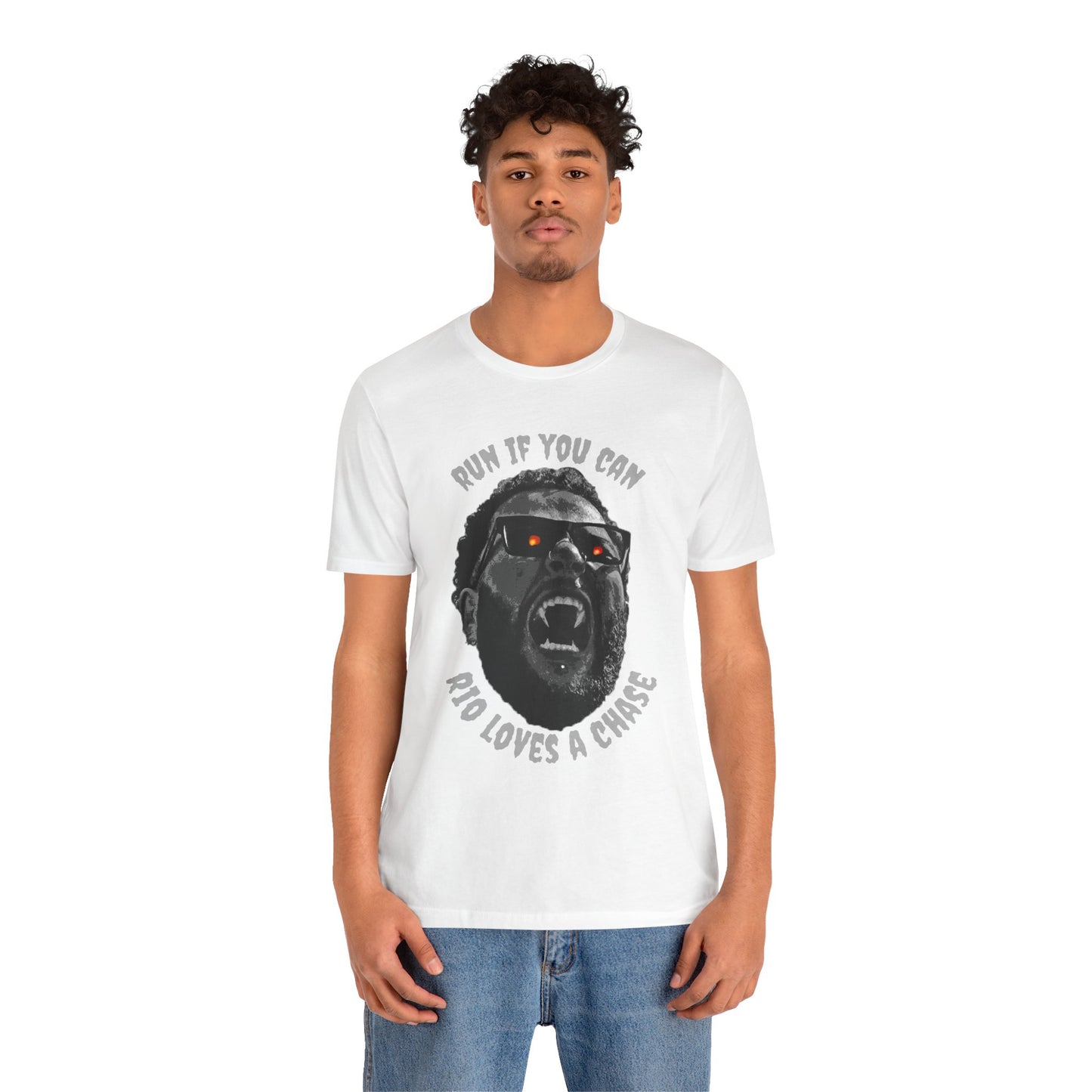 Funny Graphic Tee - 'Run If You Can, Rio Loves A Chase'