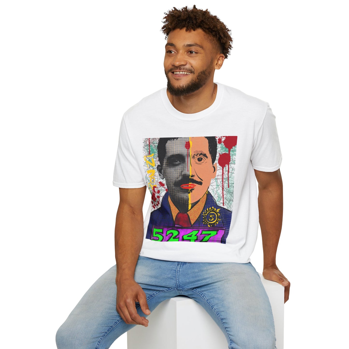 Colorful Artistic Unisex T-Shirt with Graphic Design, Retro Style, Casual Wear, Gift for Art Lovers, Unique Streetwear, Birthday Gift