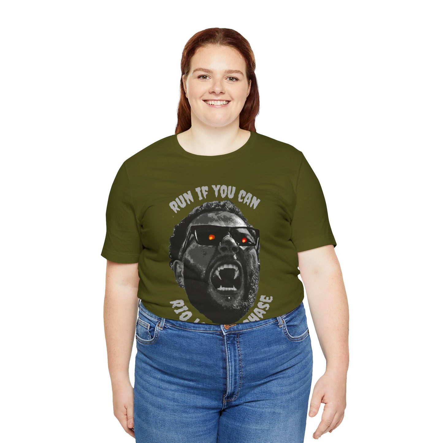 Funny Graphic Tee - 'Run If You Can, Rio Loves A Chase'